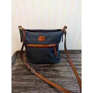 Vintage Navy Dooney and Bourke leather trim crossbody bag